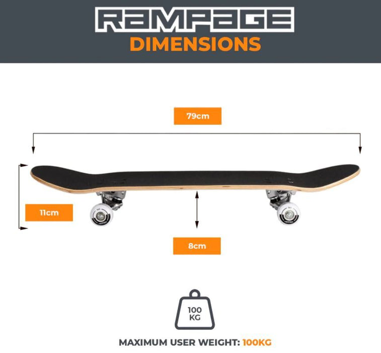 RAMPAGE Mist Fade Complete Skateboard 8"
