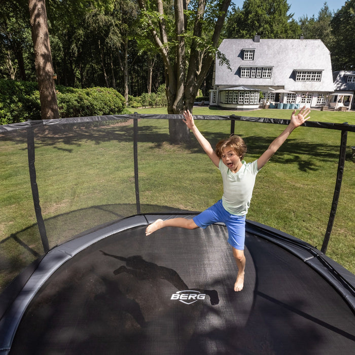 BERG Inground Champion Green + Safety Net Deluxe Trampoline
