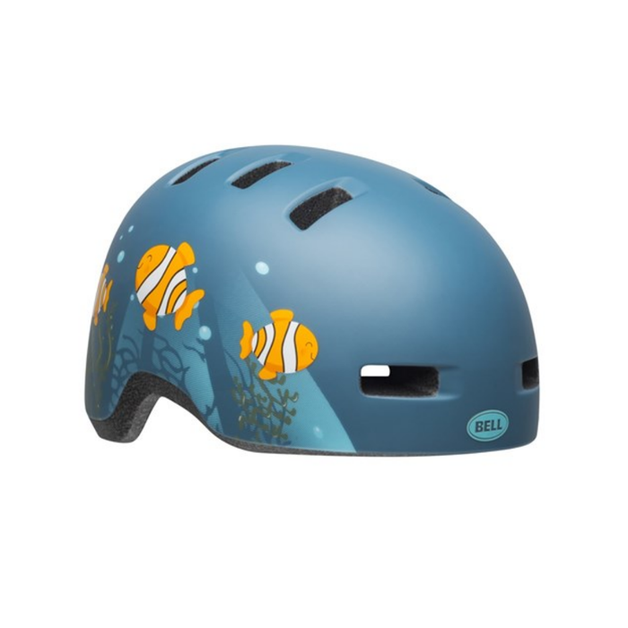 Bell Lil Ripper Matt Grey/Blue Fish Child Helmet