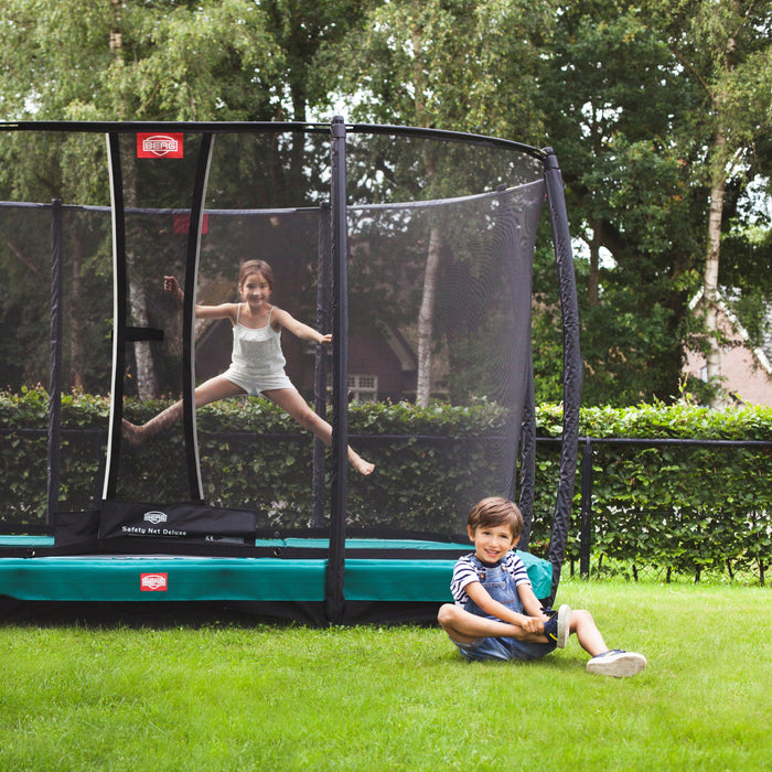BERG Inground Champion Green + Safety Net Deluxe Trampoline