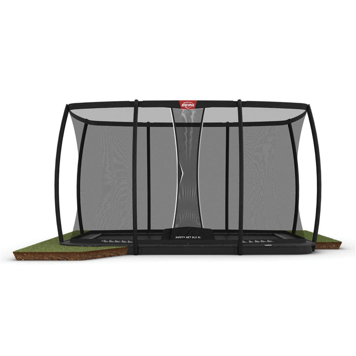 BERG Ultimate Champion Flatground 410 Black + Safety Net DLX Trampoline