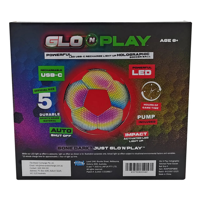 Glo N Play Holographic Soccer Ball with Pump