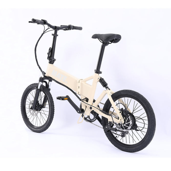 MATE Icon Folding Electric Bike Ivory Moon Rear Side Left