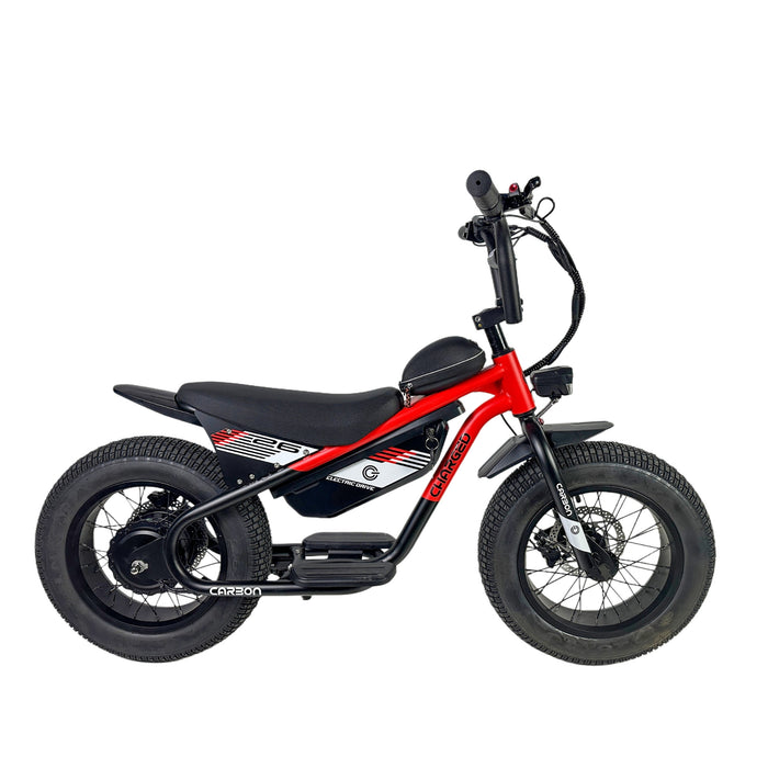 Carbon Charged 2026 Model Kids Electric Bike - Red
