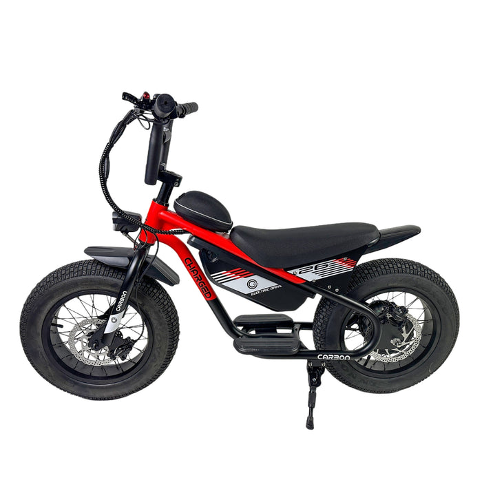 Carbon Charged 2026 Model Kids Electric Bike - Red