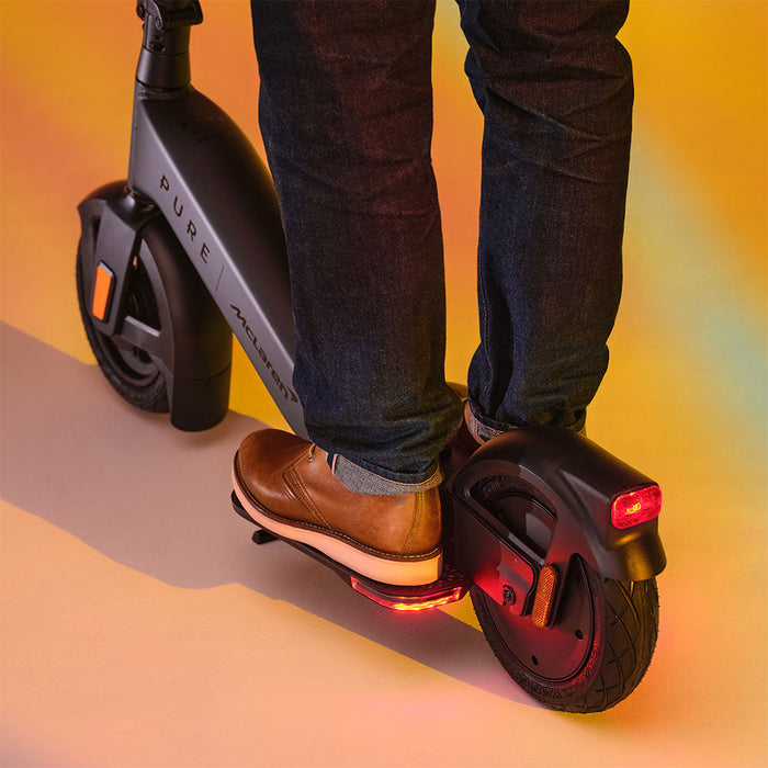 pure mclaren electric scooter black forward facing