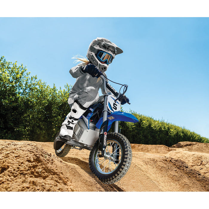 razor dirt rocket mx350 blue refresh lifestyle riding front